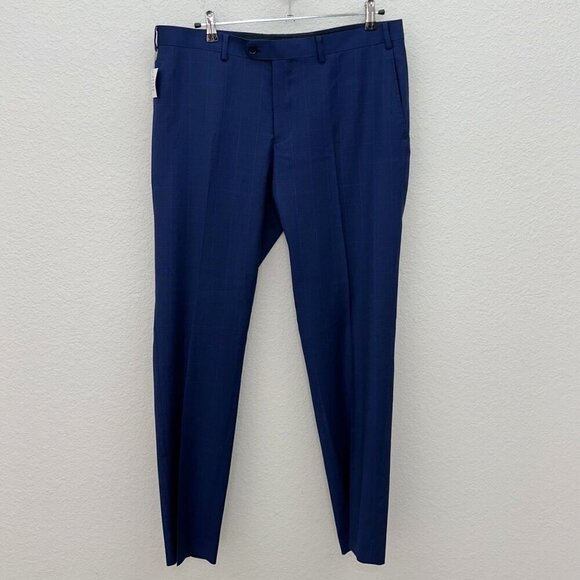Indochino Blue Windowpane Plaid 100% Wool Dress Pants NEW Mens SEE MEASUREMENTS - Picture 1 of 7